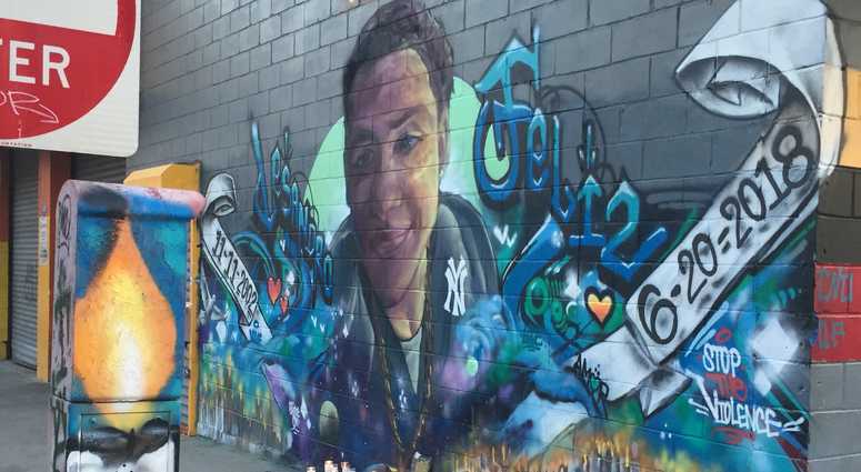 A mural dedicated to Lesandro Guzman Feliz outside the bodega where he was stabbed to death in the Bronx. A mural dedicated to Lesandro Guzman Feliz outside the bodega where he was stabbed to death in the Bronx.